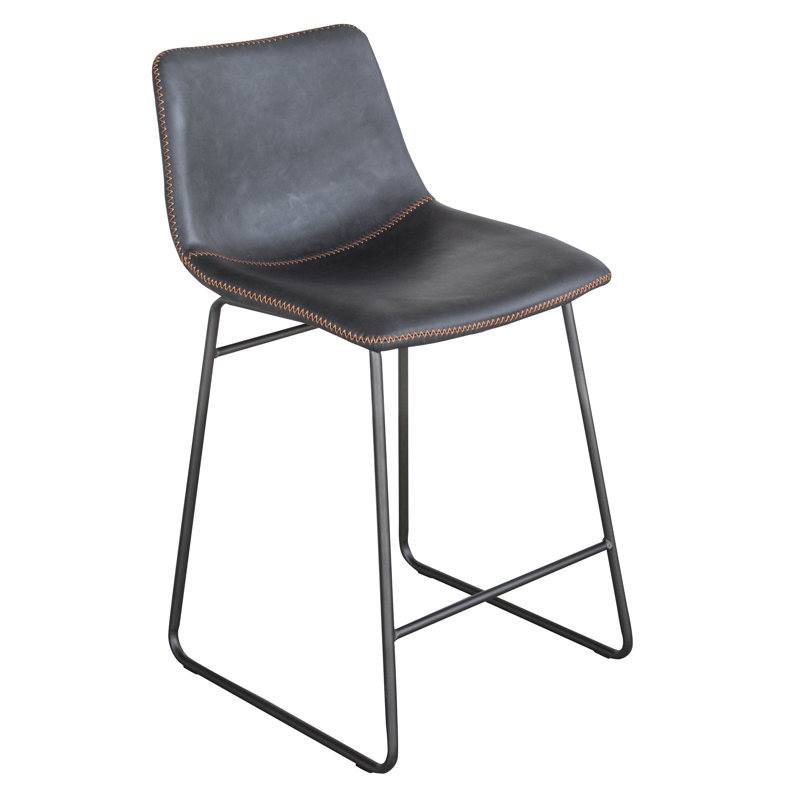 Nettleton Upholstered Counter Stool with Metal Frame, Black