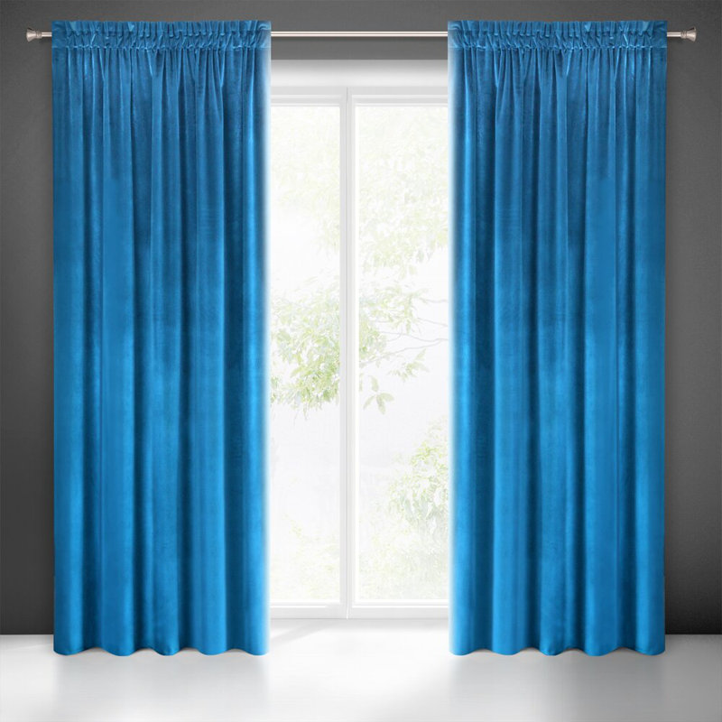 Samanta Blackout Curtain Single Panel, Blue