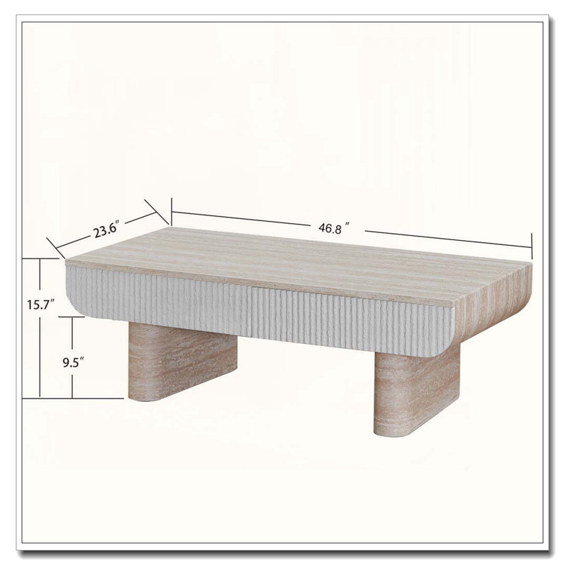 Coffee Table with Grey Wood Texture Tabletop, beige brown