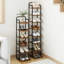 Vertical Shoe Rack, Shoe Shelves, Wood Shoe Organizer for Closet, Entryway, Shoe Tower for Small Spaces, Free Standing, Adjustable, with 2 Hooks, 6 Tier-150457218