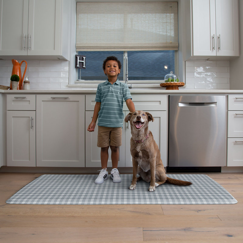 Anti-Fatigue Kitchen Comfort Mat, Cottage Check Pattern In Blue, Blue, 30" x 72"