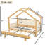 Lit en bois dans une cabane avec rails à coussins moelleux, pour enfants, adolescents, filles, garçons-918469779