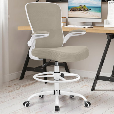Mesh Drafting Chair with Adjustable Footrest and Lumbar Support