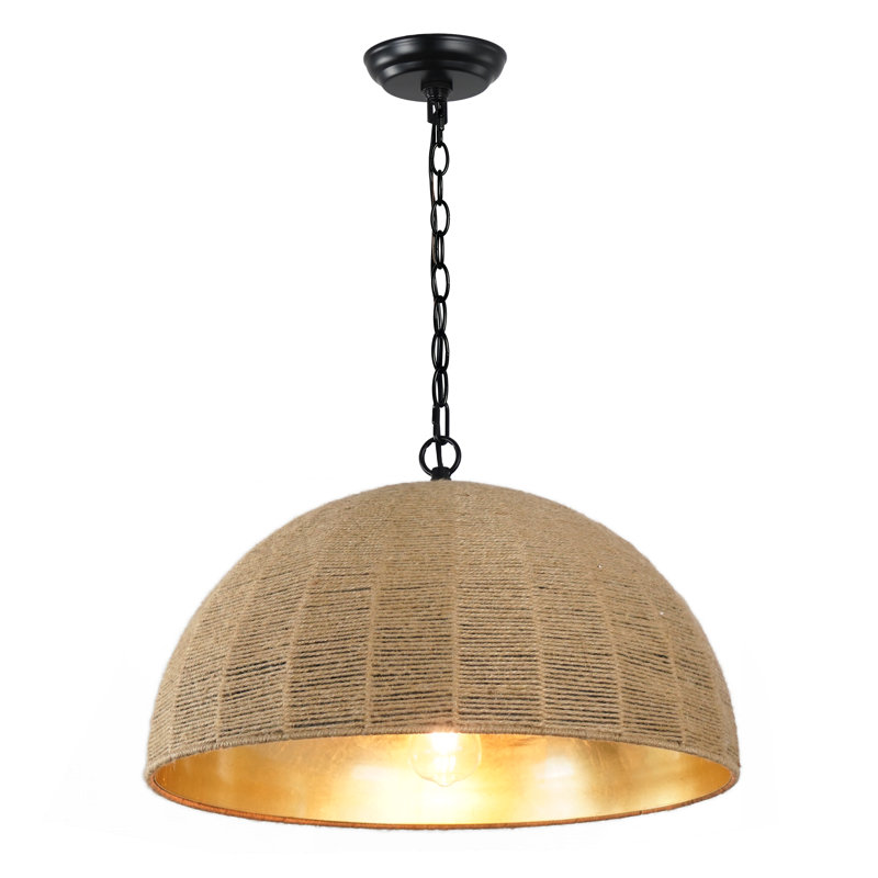 1-Light Rattan Pendant Light, Modern Boho Natural Woven Chandelier For Kitchen Island Dining Room