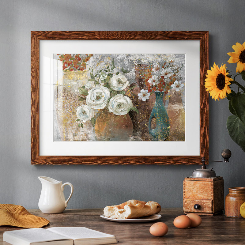 Vases et fleurs Épices - Estampe botanique vintage, encadrée sous verre acrylique, décoration murale pour salon et salle à manger