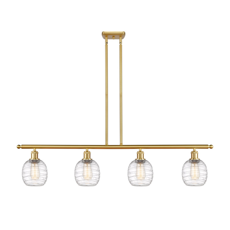 Luminaire suspendu linéaire à 4 lumières pour îlot de cuisine Carlucci, Ampoule non incluse, Or satiné