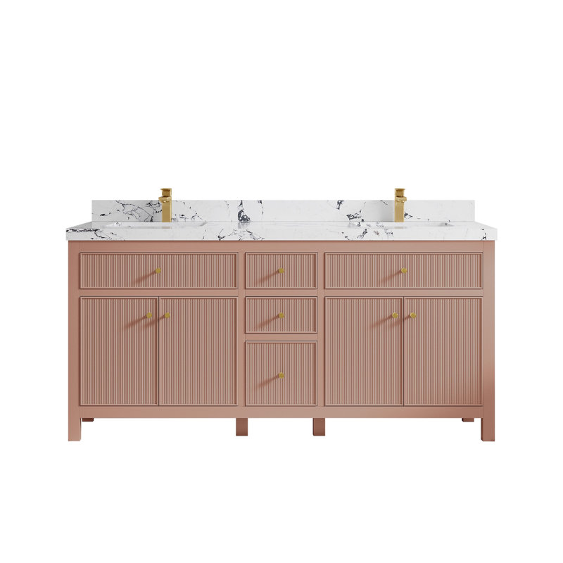 Sonoma X P 22 po Meuble-lavabo double D en terre cuite chaude avec quartz, Nuit Viola 2 po