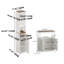 Ensemble de 2 armoires de rangement autoportantes pour salle de bain - Armoire de plancher haute en lin et double porte avec tablettes réglables, blanc avec plateau en bois de noyer