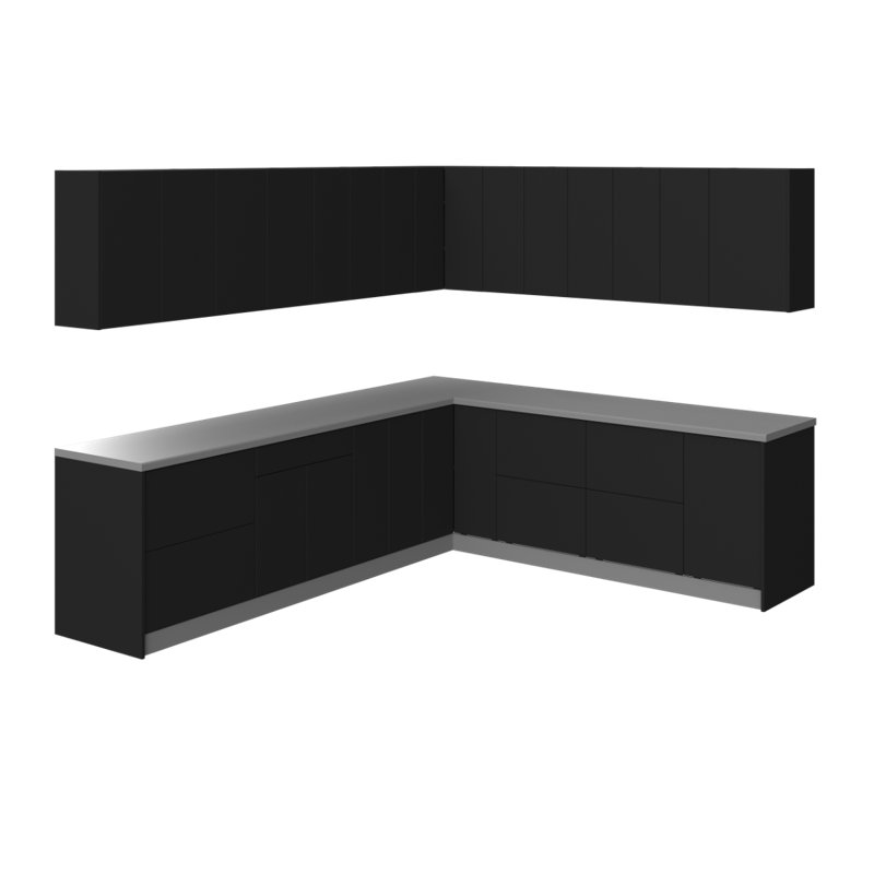 Cuisine complète moderne en panneau de fibres à densité moyenne de 102 po x 120 po x 96 po WALLKITCHENS , Gris