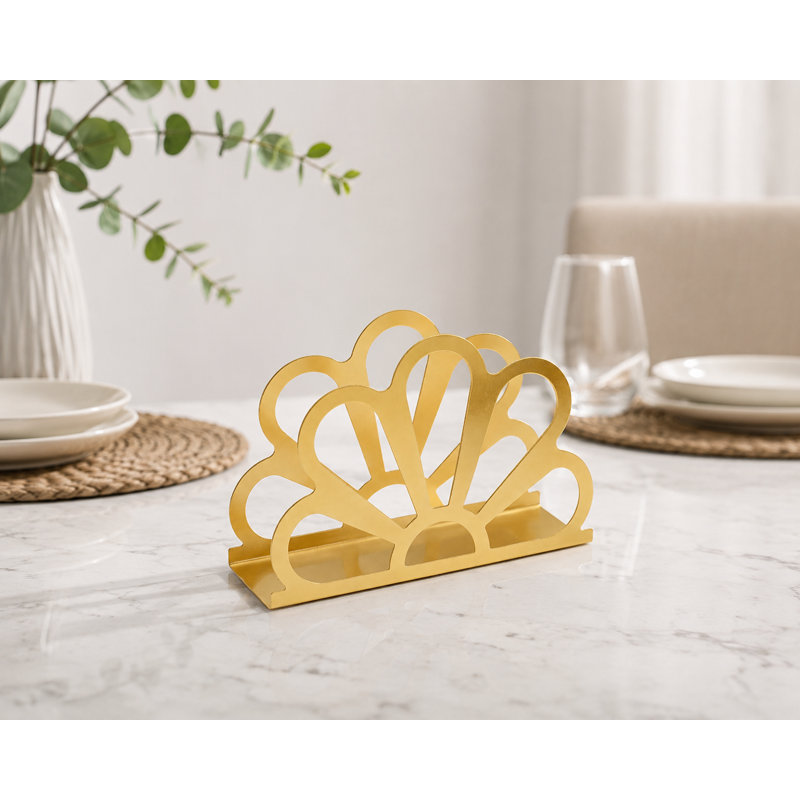 Porte-serviettes en fer doré, motif floral décoratif, organisateur de serviettes de table pour cuisine, table à manger et comptoir