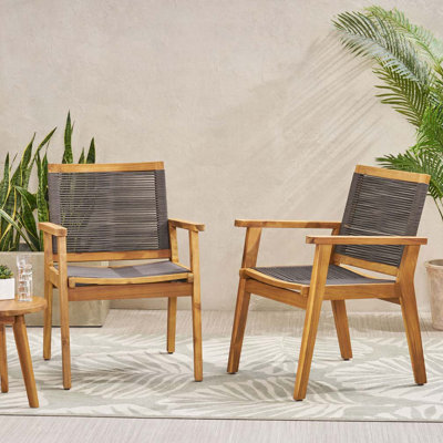 Fauteuils club d'extérieur en bois d'acacia