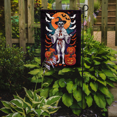Drapeau blanc du jardin d'Halloween Boxer Witchy