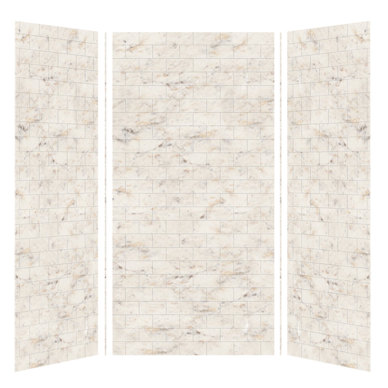 SaraMar 36 D Glue Up Solid Surface Wall, 72" H x 48" W x 36" D, Biscotti Marble