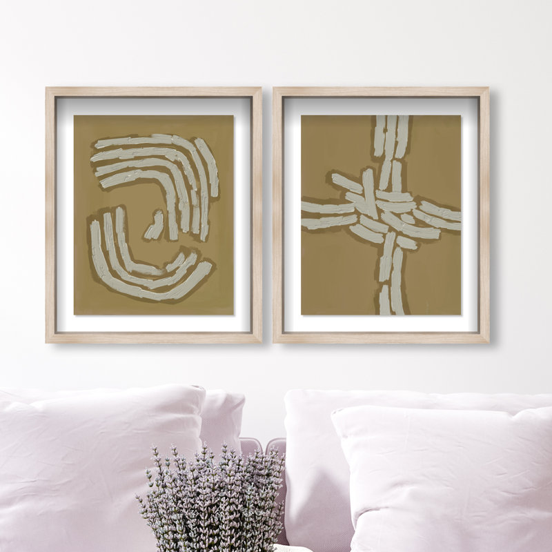 From Above Set Shadowbox Abstract Print by Oliver Gal, Black Frame, 16 x 20, 17.5"H x 21.5"W, Natural Oak Shadowbox