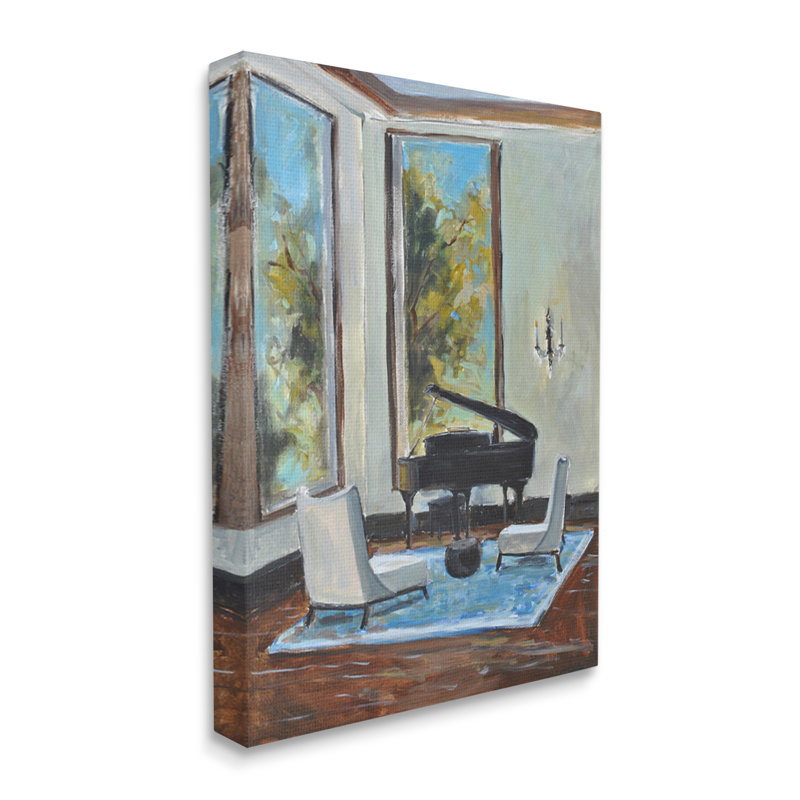 «Traditional Home Interior», piano à queue, instrument de musique encadré blanc, art texturé par Allayn Stevens