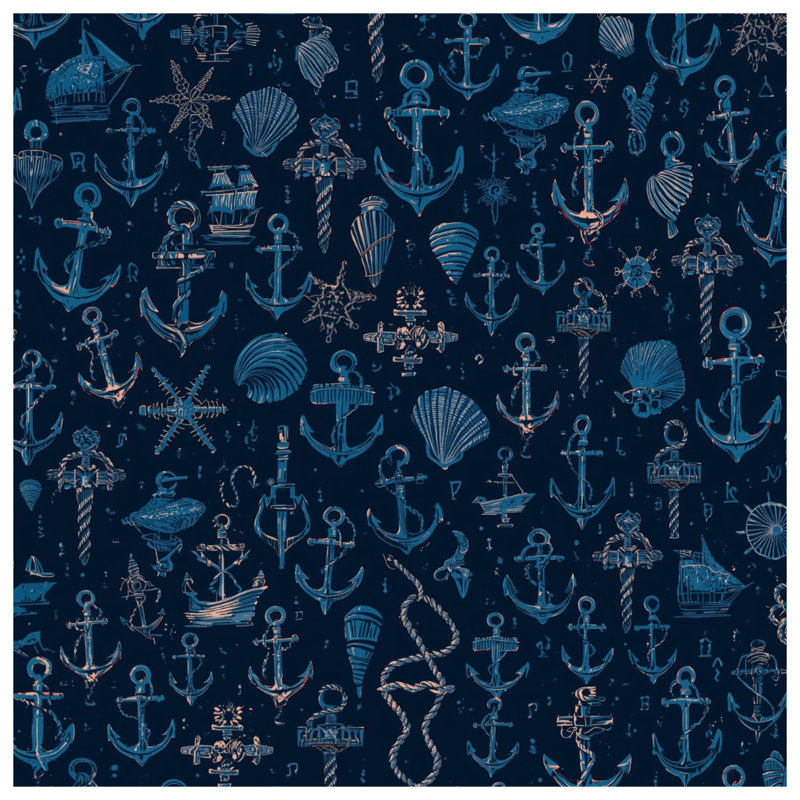 Couvre-lit matelassé Nautical Anchor Seashells, Lit simple
