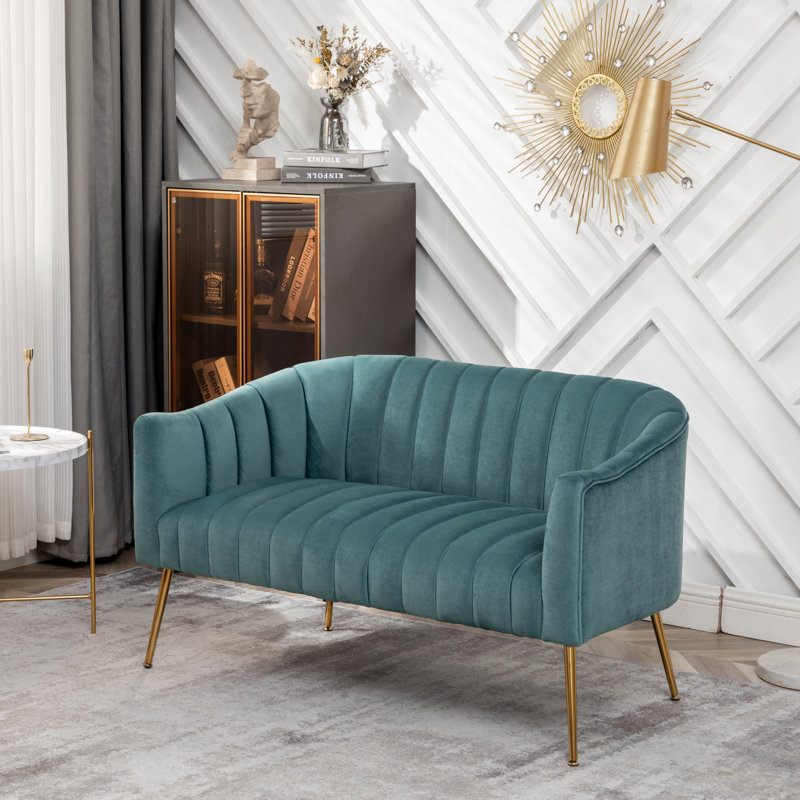 Mossley 51'' Velvet Loveseat, Blue