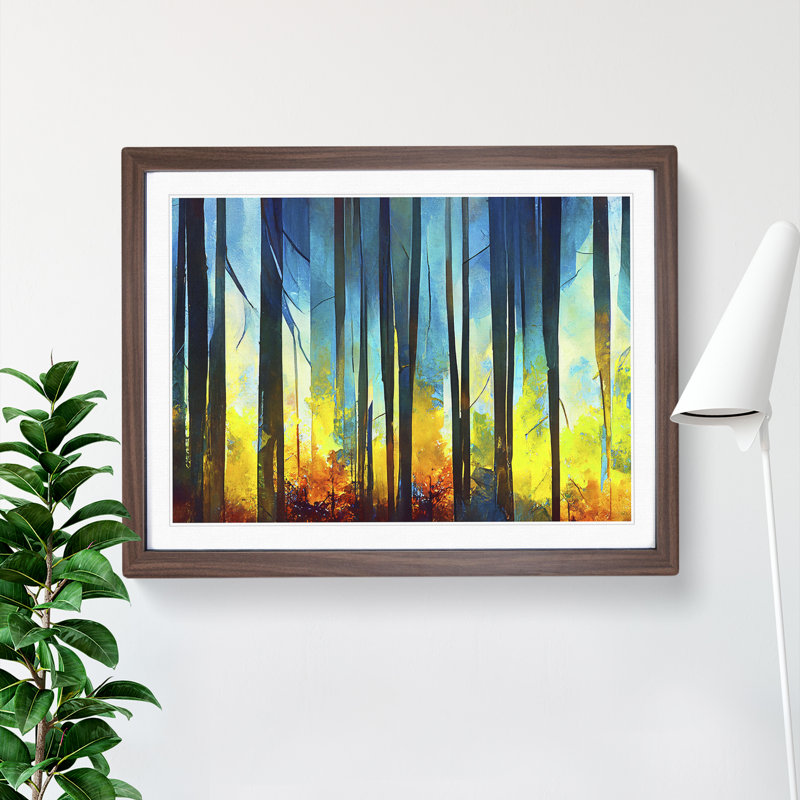 Cool Abstract Forest Vol.5 - Framed Print, 46cm H x 64cm W x 2cm D, Walnut
