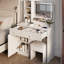 Coiffeuse de maquillage avec miroir et lumières - 3 modes de couleur, éclairage de bureau blanc tendance, spacieux, 2 tiroirs