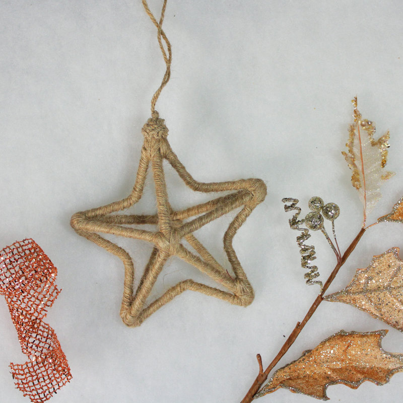 Ornement de Noël 12 po en jute 12 étoiles