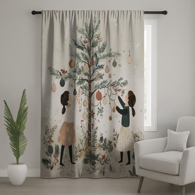 Christmas Window Curtains, Holiday Sheer & Blockout Curtains - 1 Panel