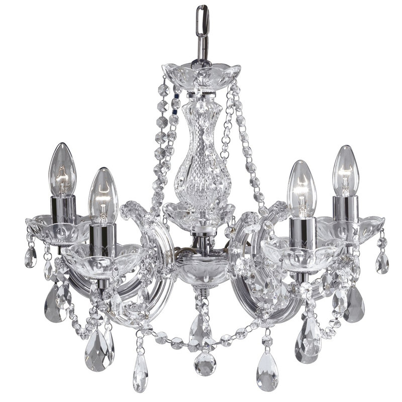 Kelly 5 - Light Candle Style Chandelier, Chrome