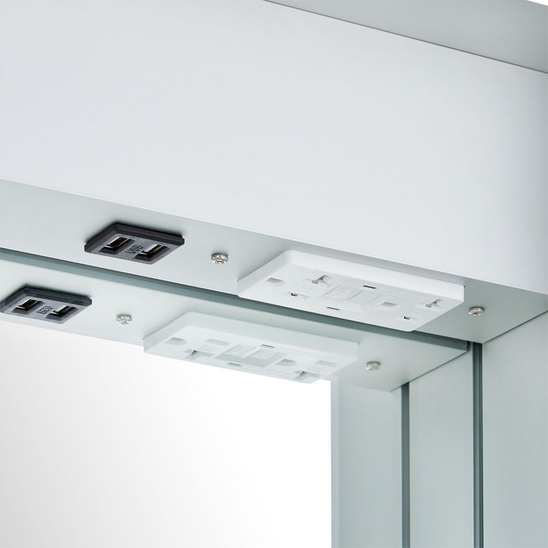Leda 53-1/4" x 32" Lighted Frameless 3 Door Medicine Cabinet with LED Light and Wireless Speaker