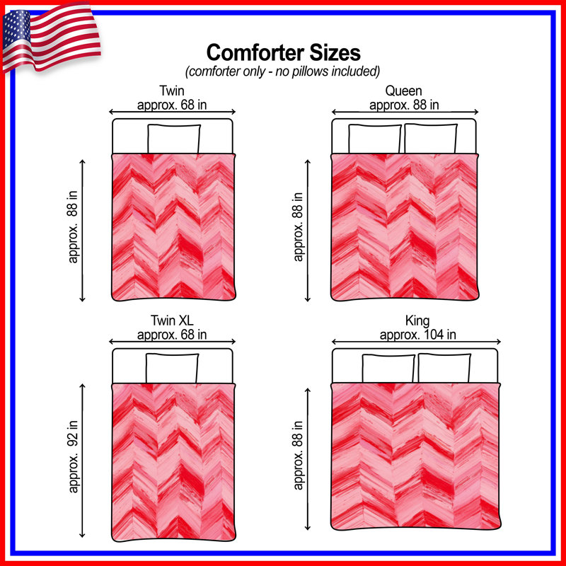 Red Pink Chevron Comforter, Twin