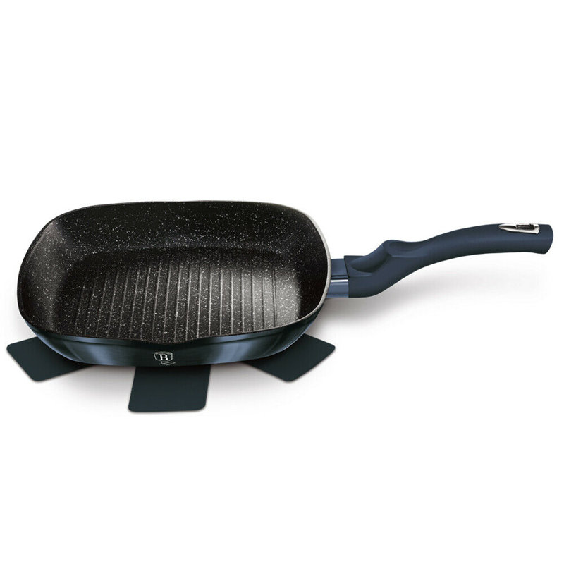 28cm Non-Stick Aluminium Grill Pan / Griddle Set, Blue