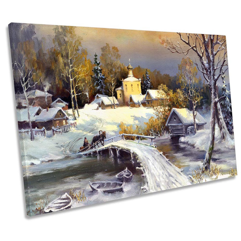 Rural Landscape Winter Repro Framed - Wrapped Canvas Print, 81.3cm H x 121.9cm W x 4cm D