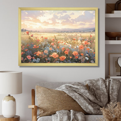 Coral Beige Meadow Wildflower I - Floral Canvas Wall Art