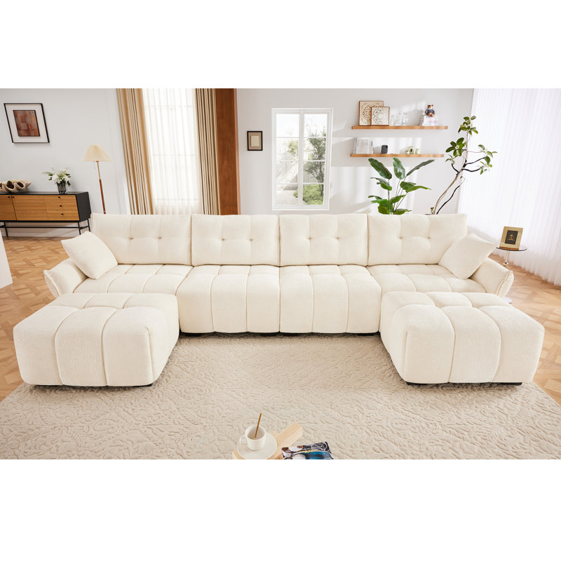 Canapé modulaire en chenille, H 35,4 po x l 141,7 po x P 33,4 po