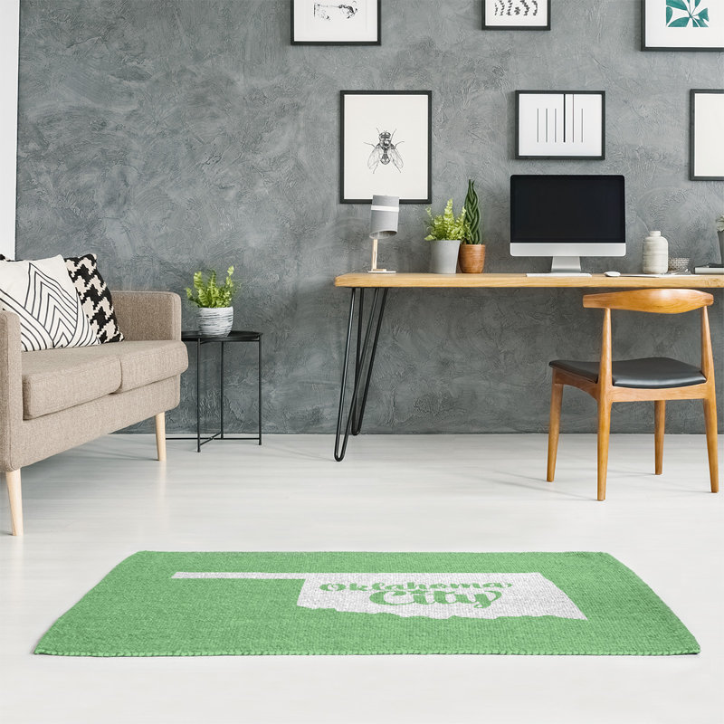 Tapis de la région vert city Oklahoma, Rectangle 5 pi x 7 pi
