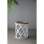 Grande table d'appoint 23 po blanche vieillie
