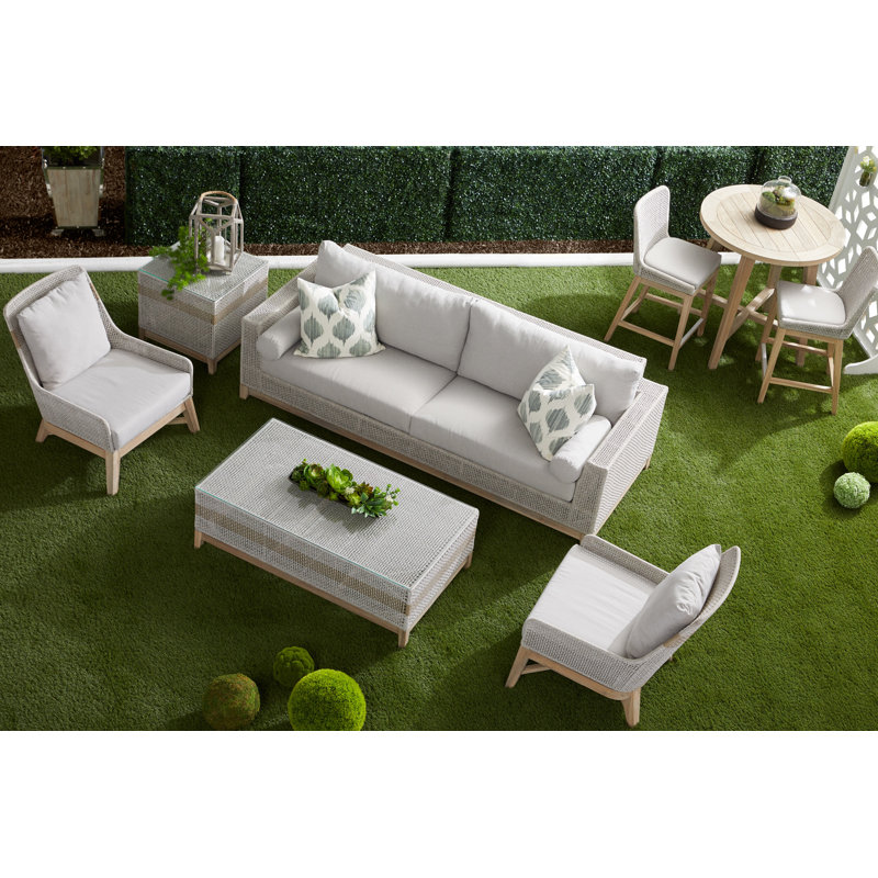 Dorey 39'' Wicker Outdoor Bar Stool with Cushion