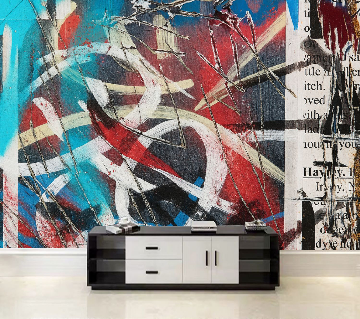 Latitude Run® Peel and Stick Wallpaper Wall Mural graffiti scribbles ...
