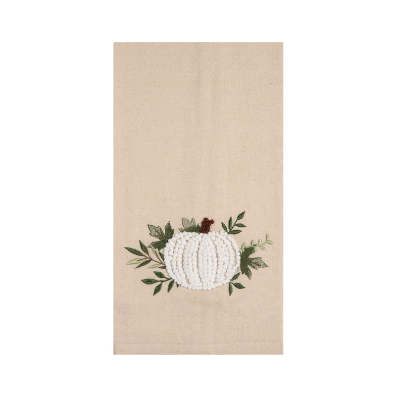 Serviette blanche citrouille botanique