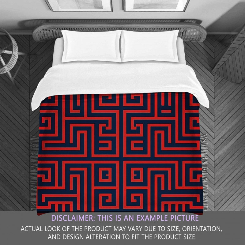 Polyester Comforter, Twin Comforter, Navy/Red Geometric