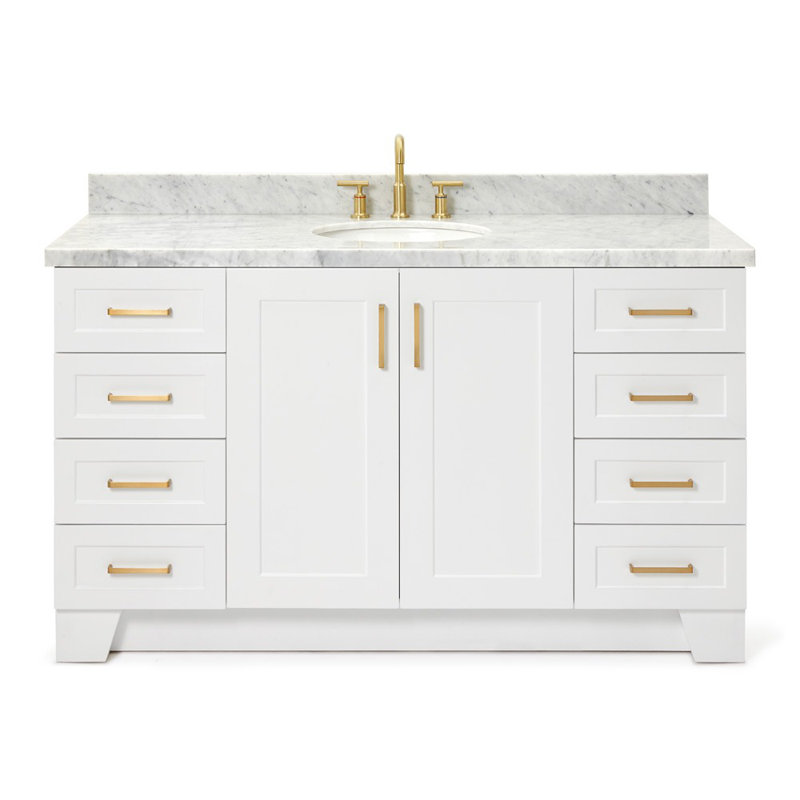 ARIEL TAYLOR 61 IN RECTANGLE SINK VANITY, White, Oval