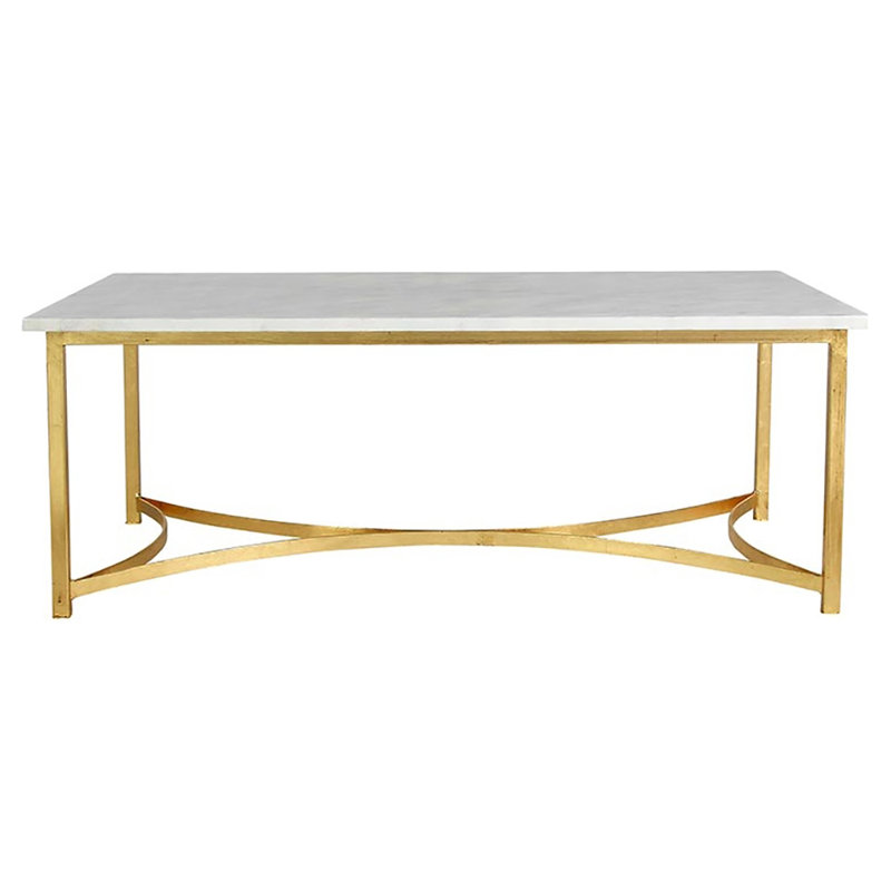 Rouge 4 Legs Coffee Table, Gold Leaf, Carrera Marble