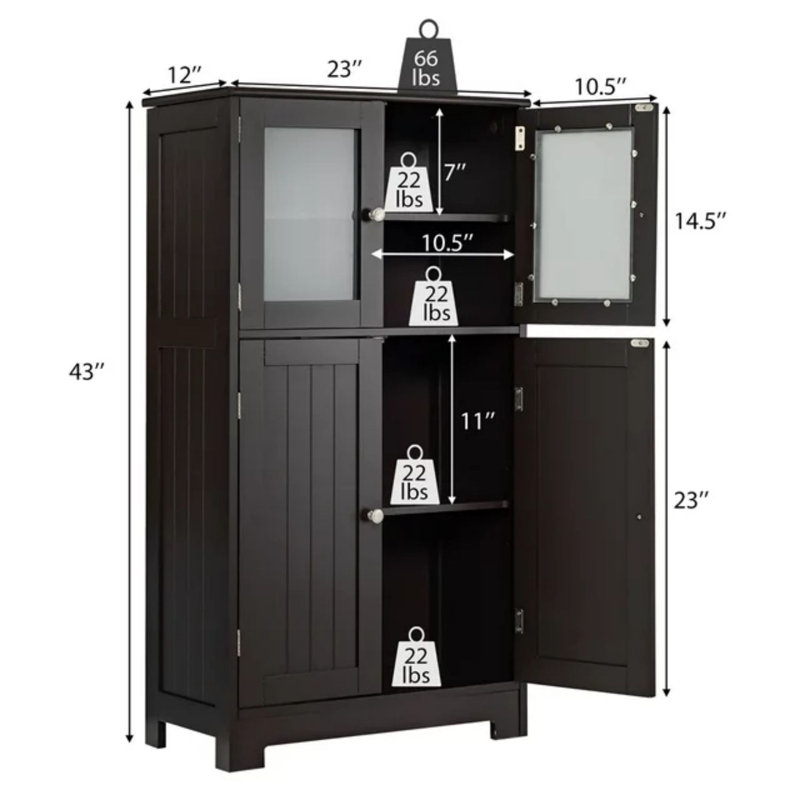 Naol Freestanding Bathroom Cabinet, Brown