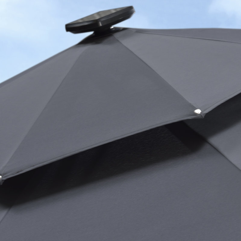 Lilibeth 10/11 FT Round Lighted Cantilever Umbrella With Base, 108" H x 120" W x 120" D, Black