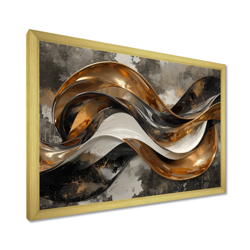 Leist - Abstract Wall Art, Reproduction encadrée sans passe-partout, H 16 po x l 32 po, Doré