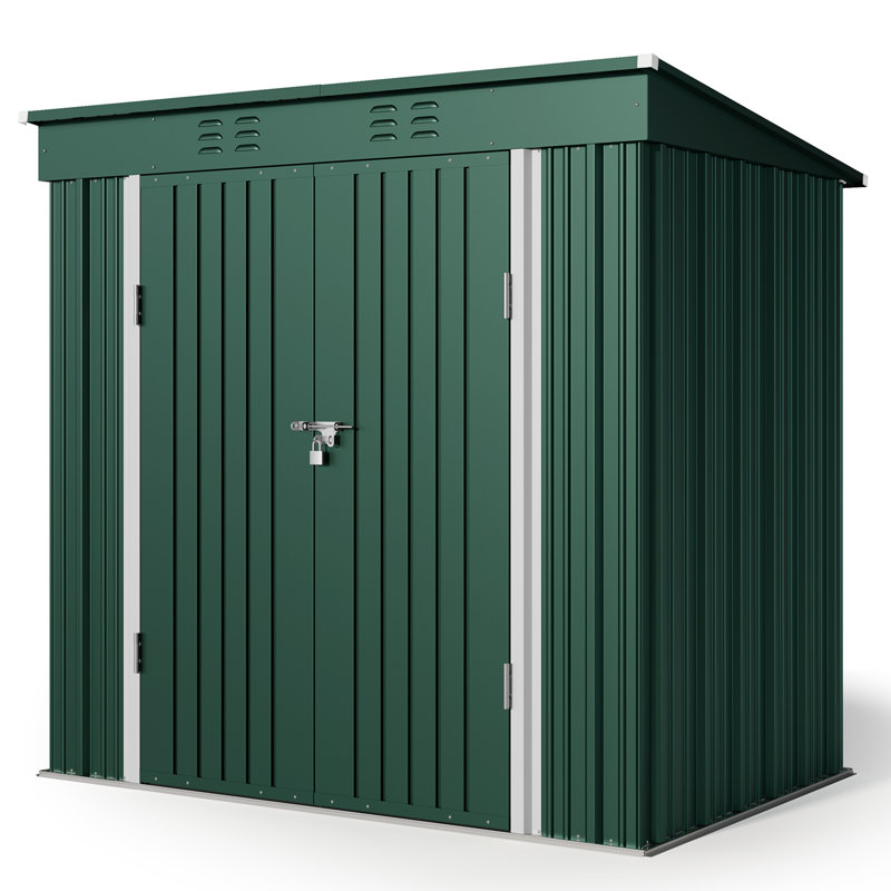 Aiho 6 ft. W X 4 ft. D Galvanized Steel Horizontal Storage Shed, Green