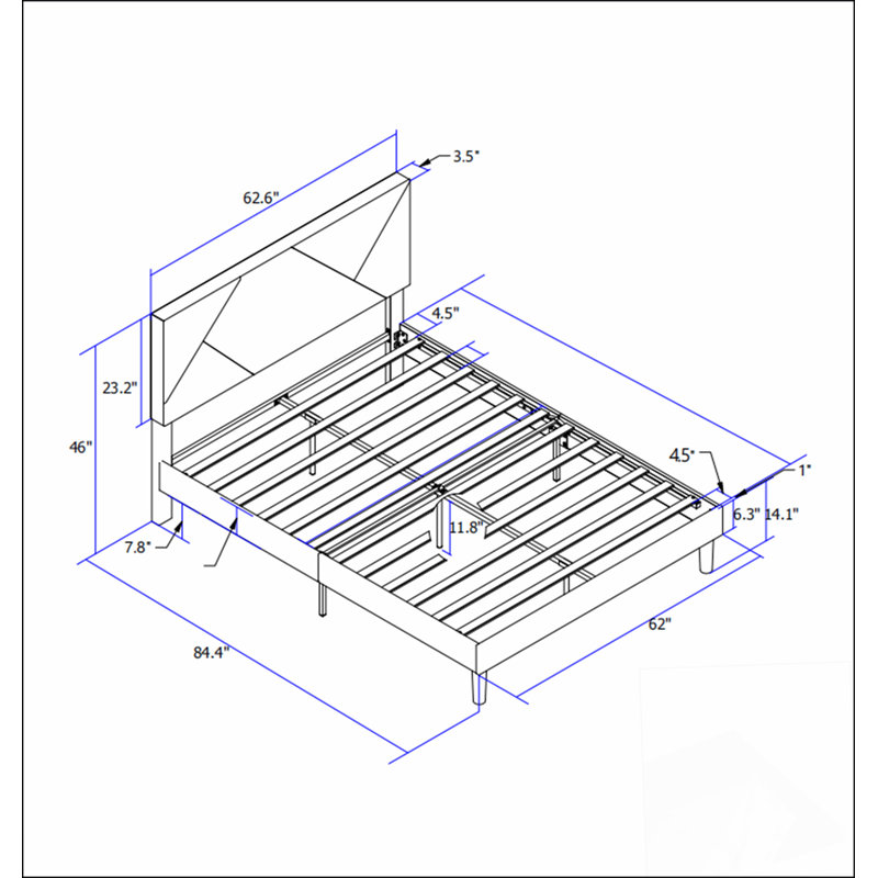 Structure de lit plateforme robuste avec support en lattes de bois pour un assemblage facile et une durabilité à long terme