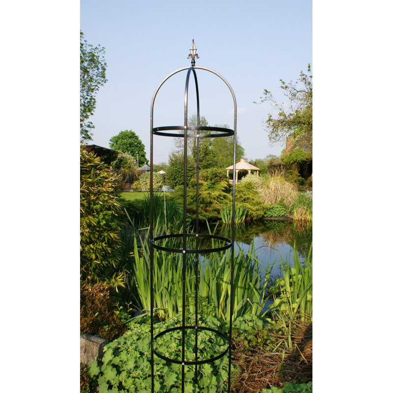 Nahant Obelisk Trellis, Silver/Black, 243cm H x 46cm W x 46cm D