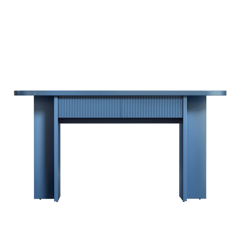 Console Mid-Century cannelée avec rangement dissimulé, Blue