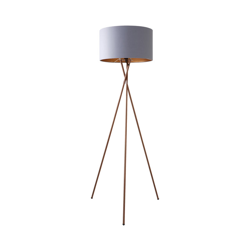 Misner 155cm Camden Tripod Floor Lamp with Large Reni Shade, Grey & Copper, Yes, Copper