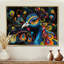 Impressionnant portrait de paon sur fond noir I - paon, art mural-1612901987-1852685213