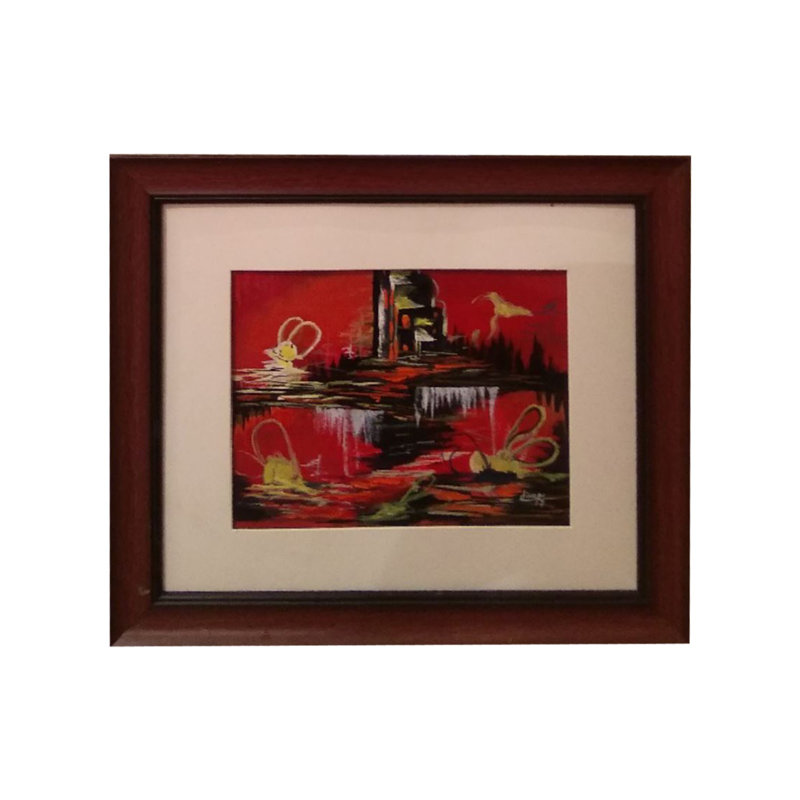 Paysage abstrait | Acrylique sur papier | Par Dinesh Attry | Avec cadre